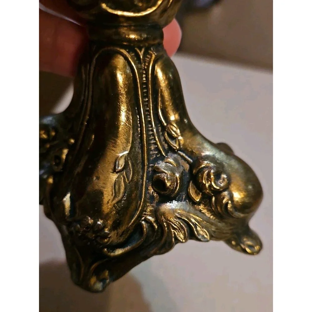 Brass Candlestick Taper Candle Art Deco Ornate Hollywood Regency Vintage